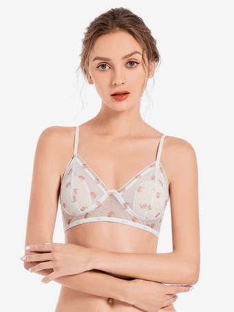 ピンクブラジャー オレンジ フローラルプリント デイリーカジュアル シック ランジェリー