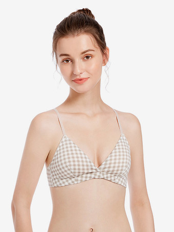 ライトブラウンブラジャー ブラック チェック柄 室内用 シック ランジェリー