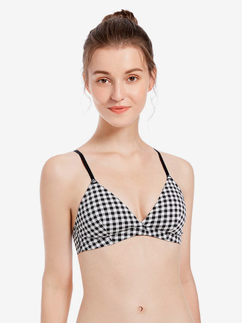 ブラジャー ブラック チェック柄 室内用 シック ランジェリー