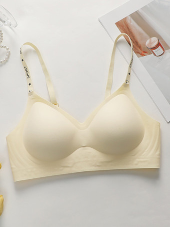 アイボリー 3色プッシュアップ快適ワイヤレス通気性スポーツブラ