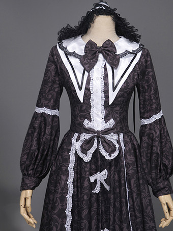 黒のレトロコスチューム リボン マリーアントワネットコスチューム ポリエステルジャカード帽子 レディースレトロセット 18世紀コスチューム