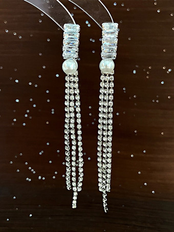 ウェディングイヤリング ダイヤモンド メタルピアス ウェディングジュエリー