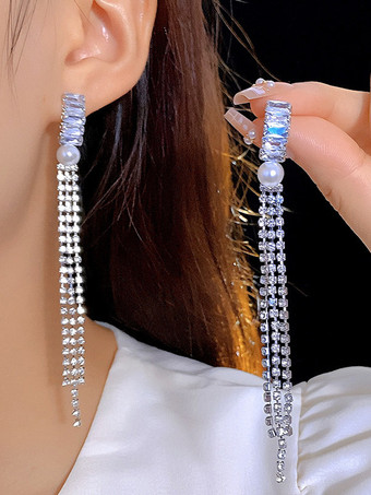 ウェディングイヤリング ダイヤモンド メタルピアス ウェディングジュエリー