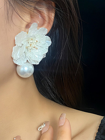 ブライダルイヤリング ダイヤモンド メタルピアス ウェディングジュエリー