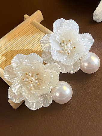 ブライダルイヤリング ダイヤモンド メタルピアス ウェディングジュエリー