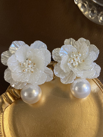 ブライダルイヤリング ダイヤモンド メタルピアス ウェディングジュエリー