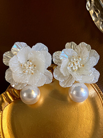 ブライダルイヤリング ダイヤモンド メタルピアス ウェディングジュエリー