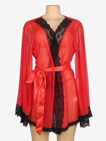 長袖ローブ レース ツートン オーバーサイズ ランジェリー