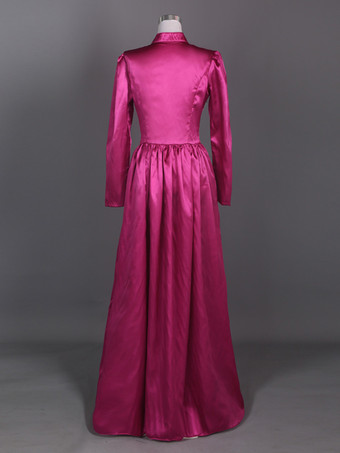 ローズレトロコスチューム フリル ポリエステル 花柄 マリーアントワネット コスチューム ドレス レディース レトロセット ヴィンテージ 衣類 バーガンディ