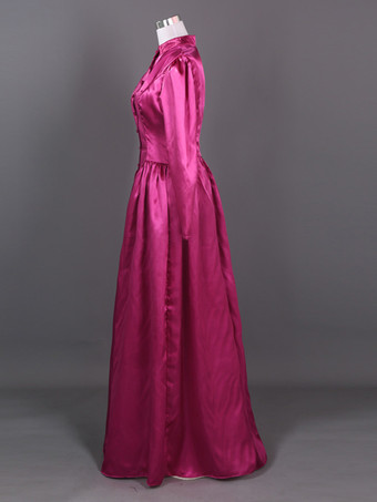 ローズレトロコスチューム フリル ポリエステル 花柄 マリーアントワネット コスチューム ドレス レディース レトロセット ヴィンテージ 衣類 バーガンディ