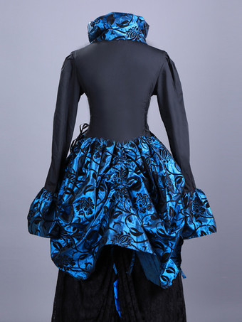 ブラック レトロ コスチューム フリル ポリエステル 花柄 マリー アントワネット コスチューム トップ レディース レトロ セット 18 世紀 コスチューム