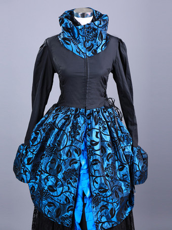 ブラック レトロ コスチューム フリル ポリエステル 花柄 マリー アントワネット コスチューム トップ レディース レトロ セット 18 世紀 コスチューム