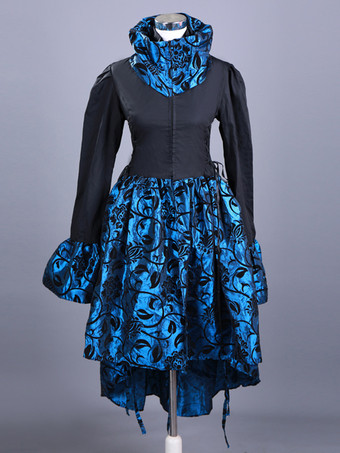 ブラック レトロ コスチューム フリル ポリエステル 花柄 マリー アントワネット コスチューム トップ レディース レトロ セット 18 世紀 コスチューム