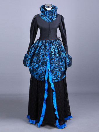 ブラック ブラック レトロ コスチューム フリル ポリエステル 花柄 マリー アントワネット コスチューム トップ レディース レトロ セット 18 世紀 コスチューム