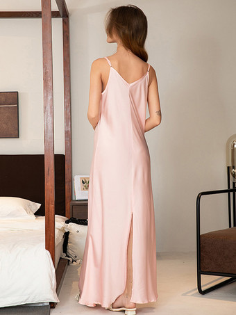 ロングナイトガウン ブラック ストレッチ エレガント 大人用ランジェリー