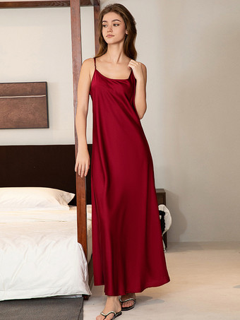 ロングナイトガウン ブラック ストレッチ エレガント 大人用ランジェリー