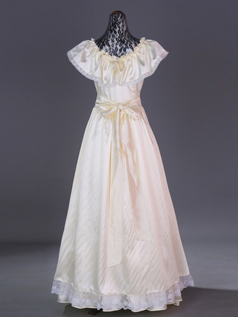 シャンパンレトロコスチュームレディースプリーツレースポリエステルマリーアントワネットコスチュームセットドレスレトロヴィンテージ服