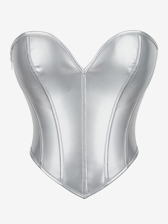 コルセット シルバー レースアップ 室内用 シック ランジェリー ビスチェ トップ