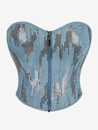 ライトスカイブルーコルセット ライトスカイブルー ビスチェトップ レースアップ デート シック ランジェリー