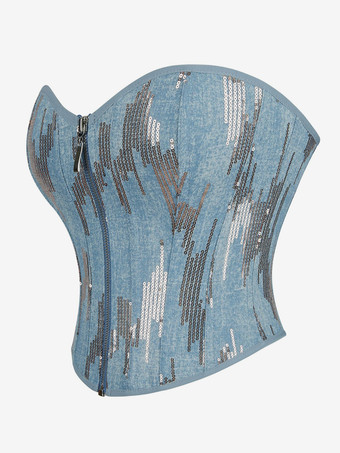 コルセット ライトスカイブルー ビスチェトップ レースアップ デート シック ランジェリー