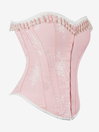 コルセット ピンク ビスチェ トップ フリンジ 花柄 パーティー シック ランジェリー