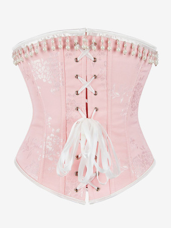 コルセット ピンク ビスチェ トップ フリンジ 花柄 パーティー シック ランジェリー