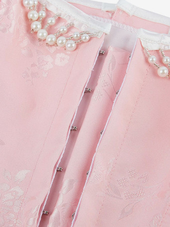 コルセット ピンク ビスチェ トップ フリンジ 花柄 パーティー シック ランジェリー