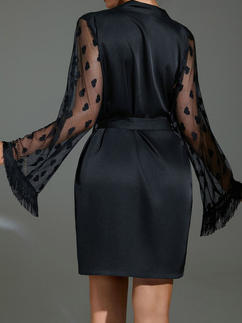 シルクローブ シースルー フリンジ ランジェリー