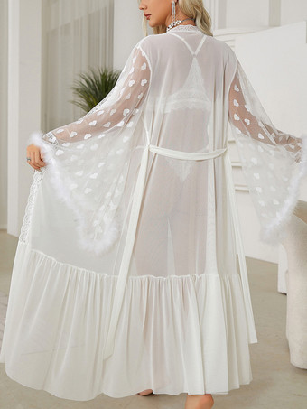 ローブ シルク 長袖 シースルー 透け透け スリープガウン ランジェリー