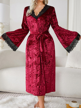 ワインレッド ローブ レース オーバーサイズ ランジェリー スリープウェア ナイトガウン