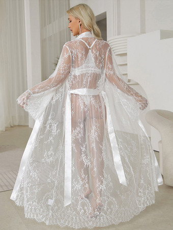 ローブ レース シースルー 透け透け パジャマ ナイトガウン 長袖 ランジェリー