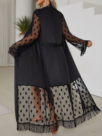 寝間着 ナイトガウン シースルー 長袖 ローブ ランジェリー