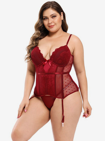 ワインレッド コルセット ブラック シック デート レース ランジェリー ビスチェ トップ