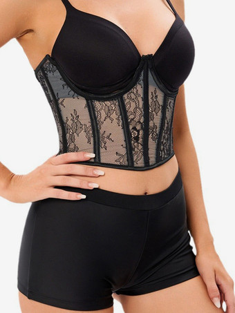 コルセット ブラック ビスチェ トップ レースアップ パーティー シック ランジェリー