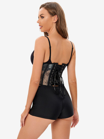 コルセット ブラック ビスチェ トップ レースアップ パーティー シック ランジェリー