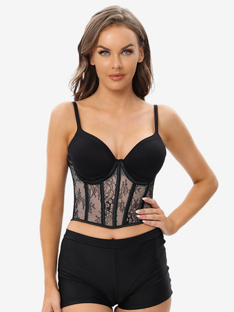 ブラック コルセット ブラック ビスチェ トップ レースアップ パーティー シック ランジェリー