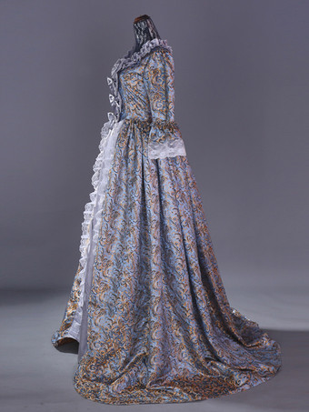 ピンクのレトロコスチューム レースポリエステル花柄ドレス マリーアントワネットコスチューム レディース レトロセット 18世紀コスチューム