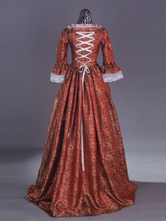 ピンクのレトロコスチューム レースポリエステル花柄ドレス マリーアントワネットコスチューム レディース レトロセット 18世紀コスチューム