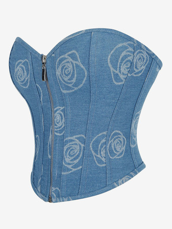 コルセット ライトスカイブルー ビスチェトップ レースアップ 室内用 シック ランジェリー