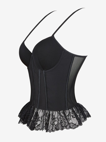 コルセット ビスチェ トップ ブラック フック レース デート シック ランジェリー