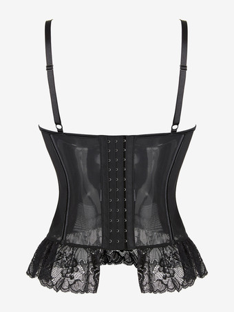 コルセット ビスチェ トップ ブラック フック レース デート シック ランジェリー