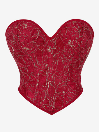 レッド コルセット レッド シック ビスチェ トップ パーティー レースアップ ランジェリー