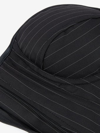 コルセット ブラック ビスチェ トップ レースアップ ストライプ 室内用 シック ランジェリー