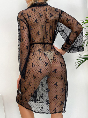 シースルー デートローブ レース ランジェリー スリープウェア ナイトガウン