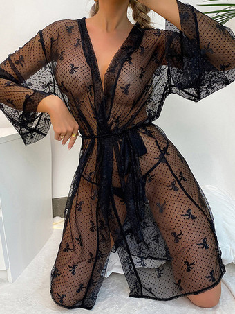 シースルー デートローブ レース ランジェリー スリープウェア ナイトガウン