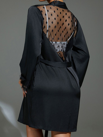 長袖ローブ レースランジェリー 寝巻き ナイトガウン