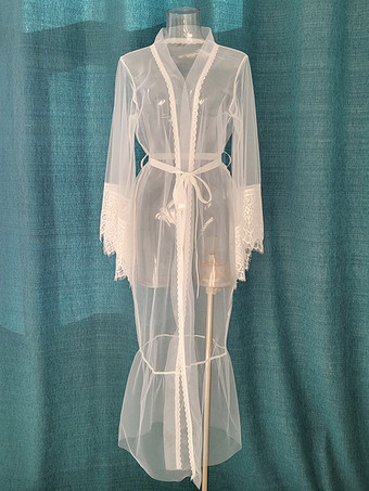 ローブ チュール レース シアー シースルー ランジェリー スリープウェア ナイトガウン