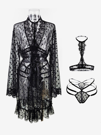 ローブ チュール レース シアー スリープウェア ナイトガウン ランジェリー