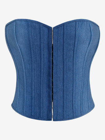 Corsés Top vaquero azul con cordones Bustier Ropa de calle Lencería elegante