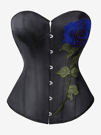 ブルー コルセット レッド エレガント ビスチェ マット サテン ストリートウェア 刺繍 レースアップ ランジェリー